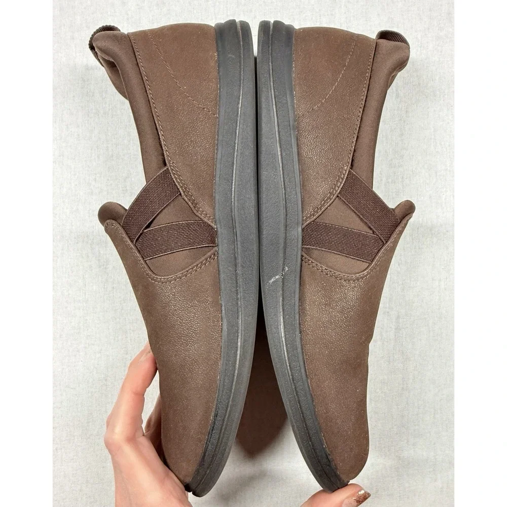 Clarks Cloudsteppers Loafers Women‎ 11 Slip On Brown Faux Leather Comfort Shoes